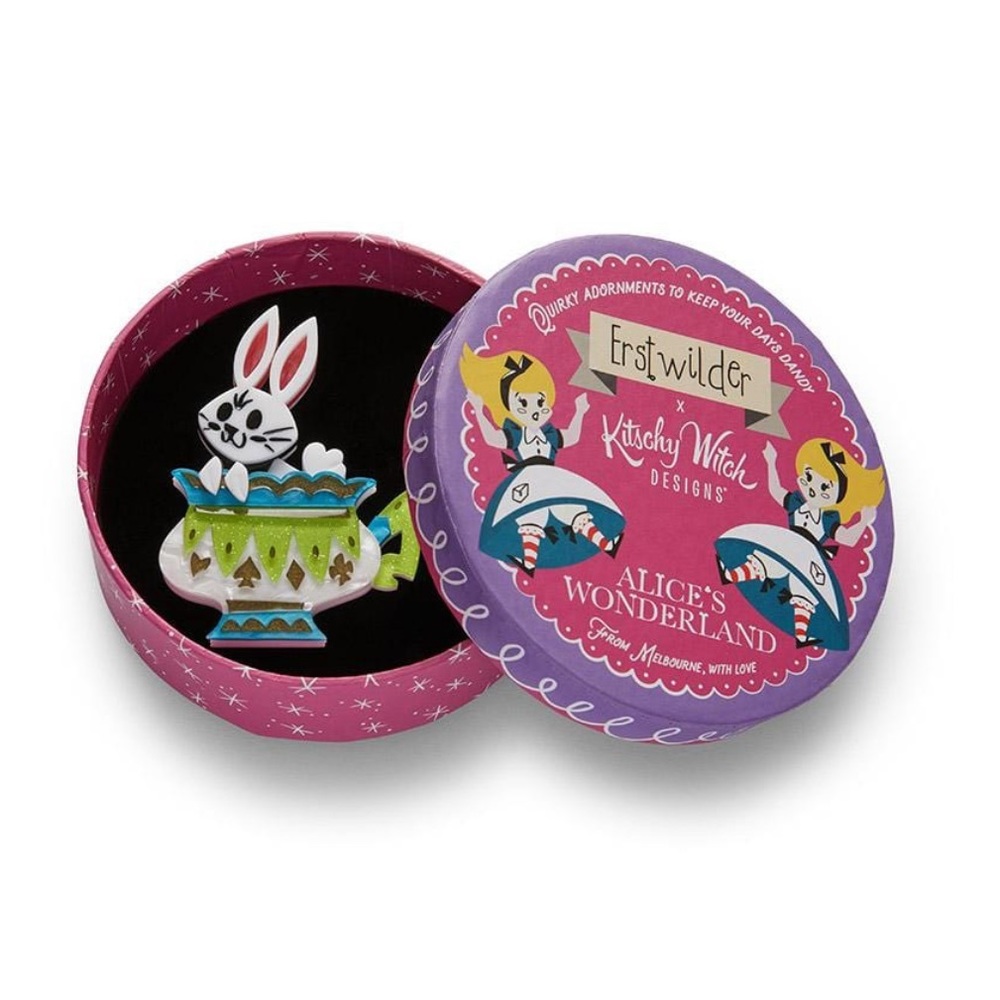 Alice In Wonderland Erstwilder & Kitschy Witch Follow the White Rabbit Brooch